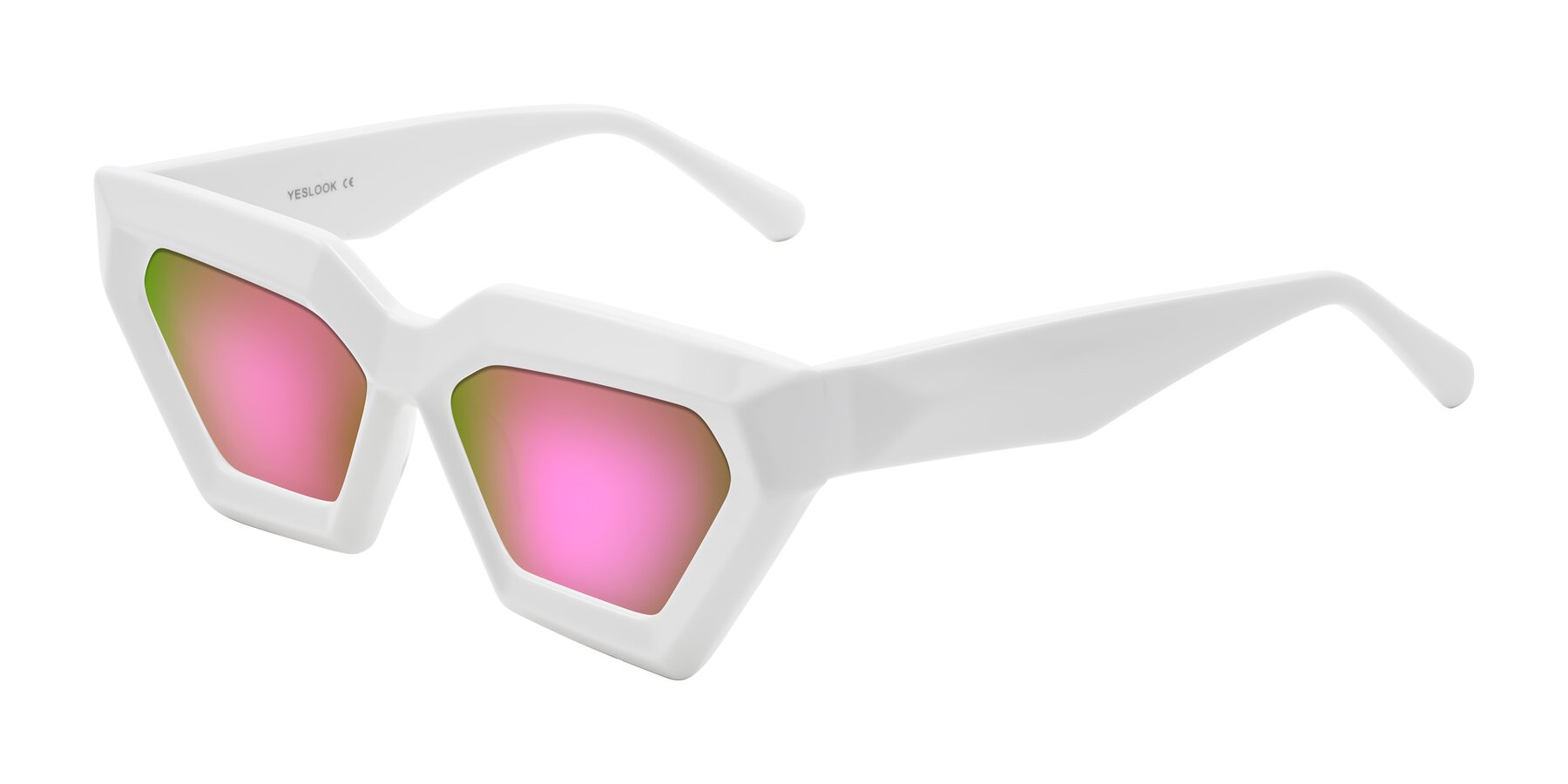 Angle of Giptoo in White with Pink Mirrored Lenses