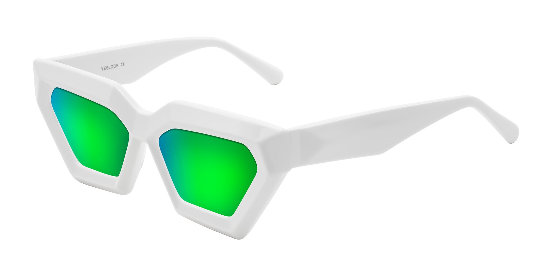 Angle of Giptoo in White with Green Mirrored Lenses
