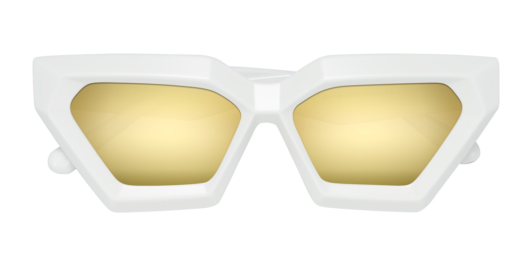 Folded Front of Giptoo in White with Gold Mirrored Lenses