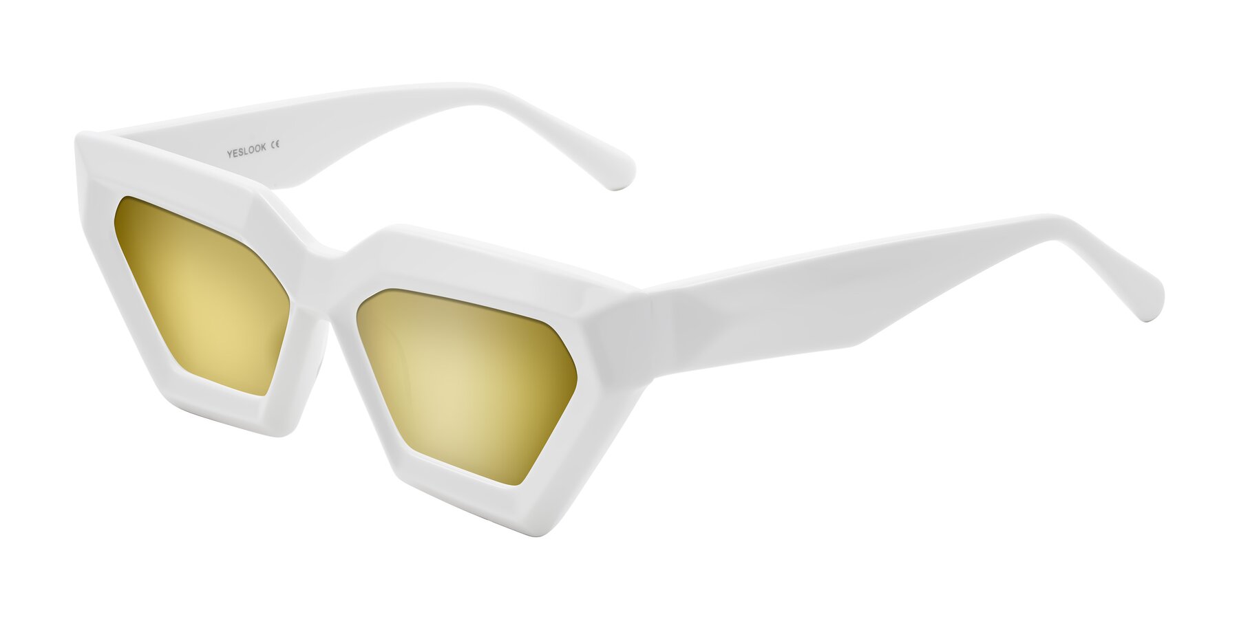 Angle of Giptoo in White with Gold Mirrored Lenses