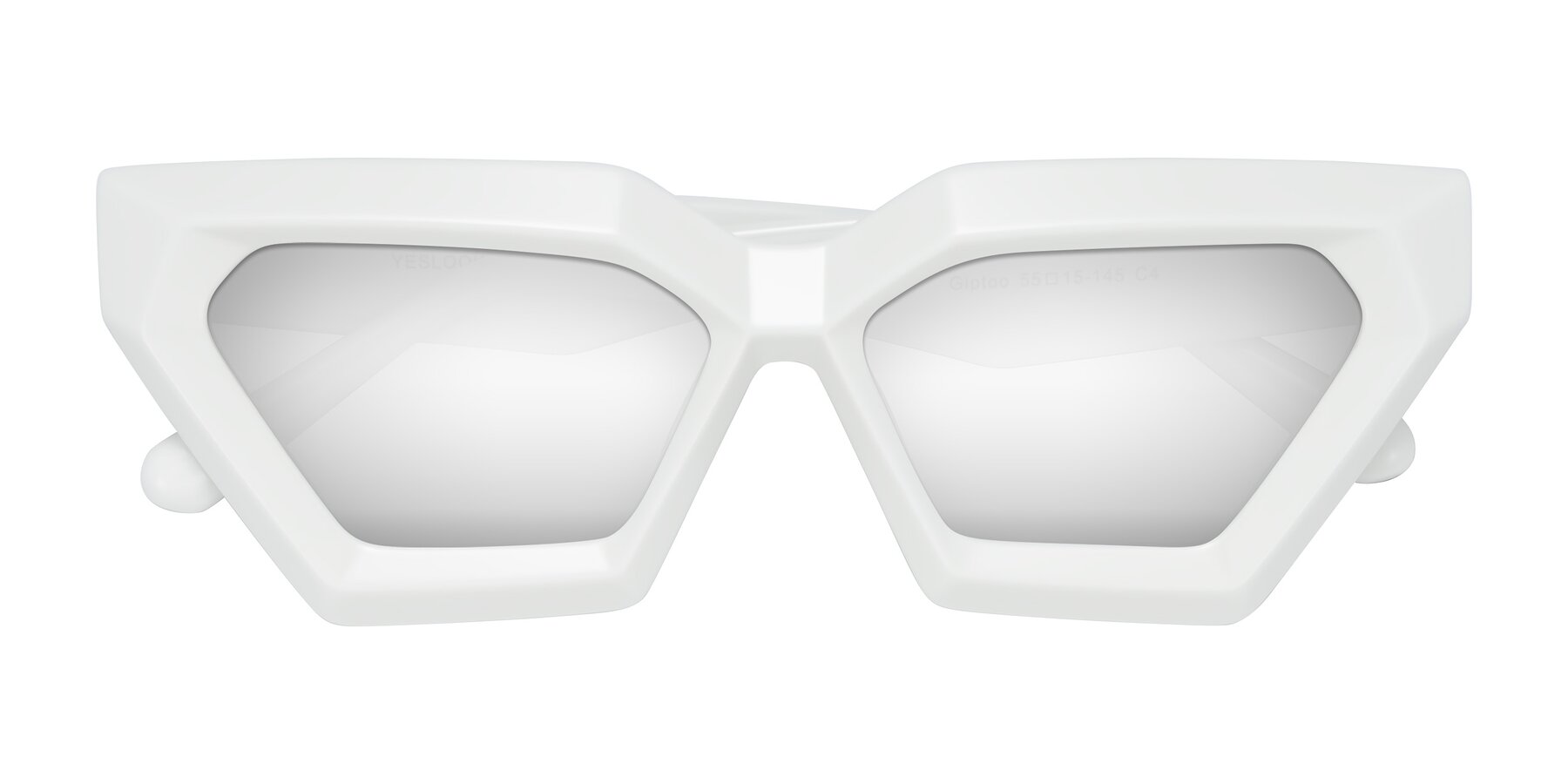 Folded Front of Giptoo in White with Silver Mirrored Lenses
