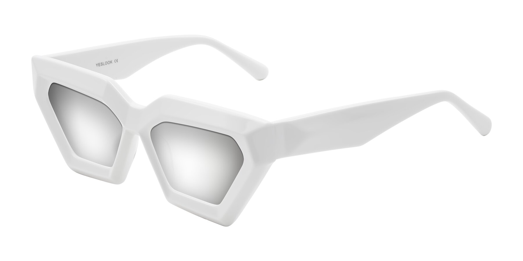 Angle of Giptoo in White with Silver Mirrored Lenses