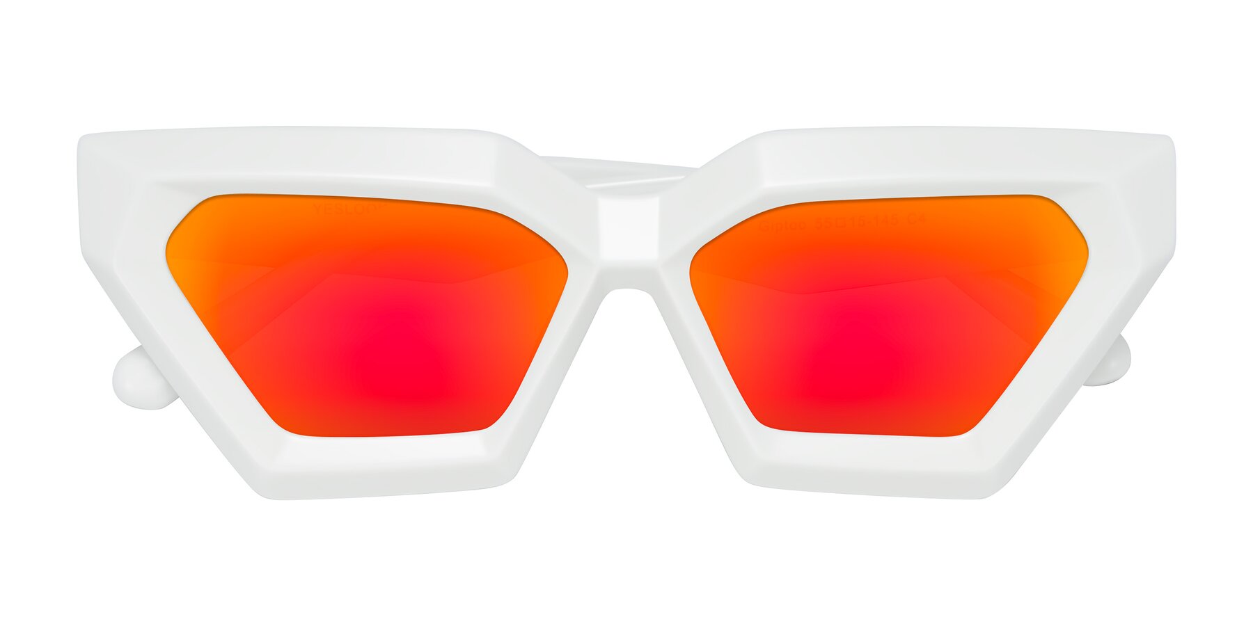 Folded Front of Giptoo in White with Red Gold Mirrored Lenses