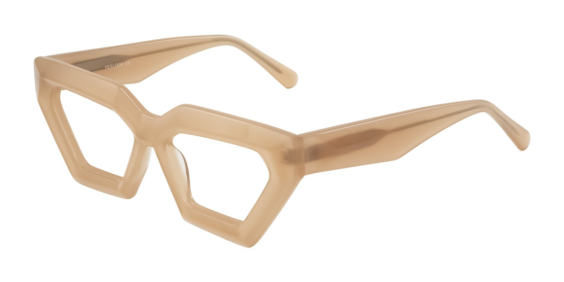 Angle of Giptoo in Creamy Beige with Clear Eyeglass Lenses