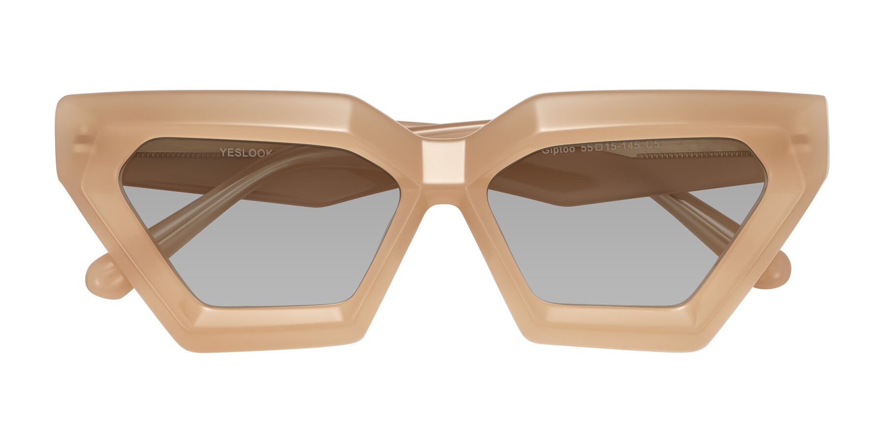 Folded Front of Giptoo in Creamy Beige with Light Gray Tinted Lenses