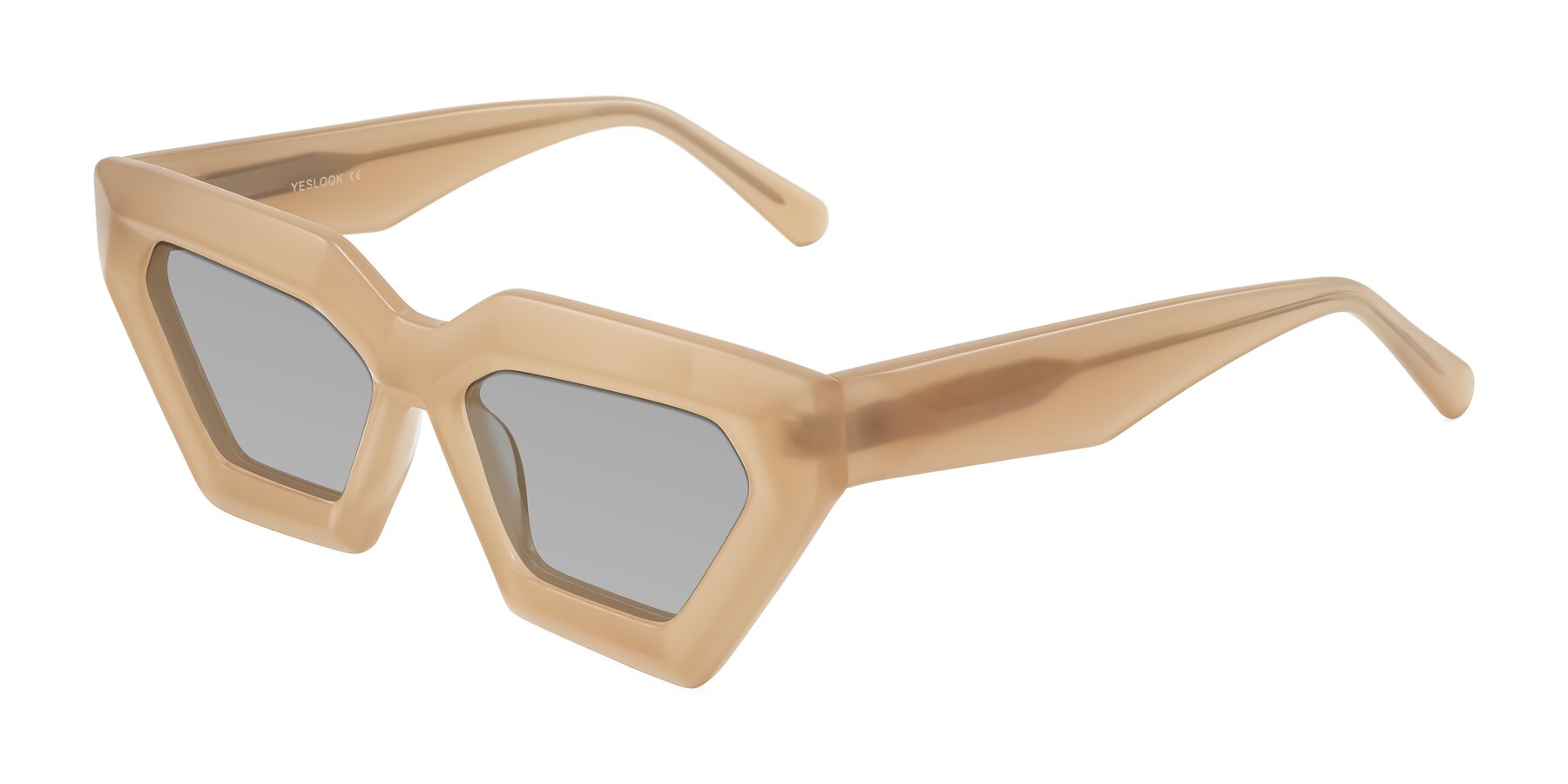 Angle of Giptoo in Creamy Beige with Light Gray Tinted Lenses