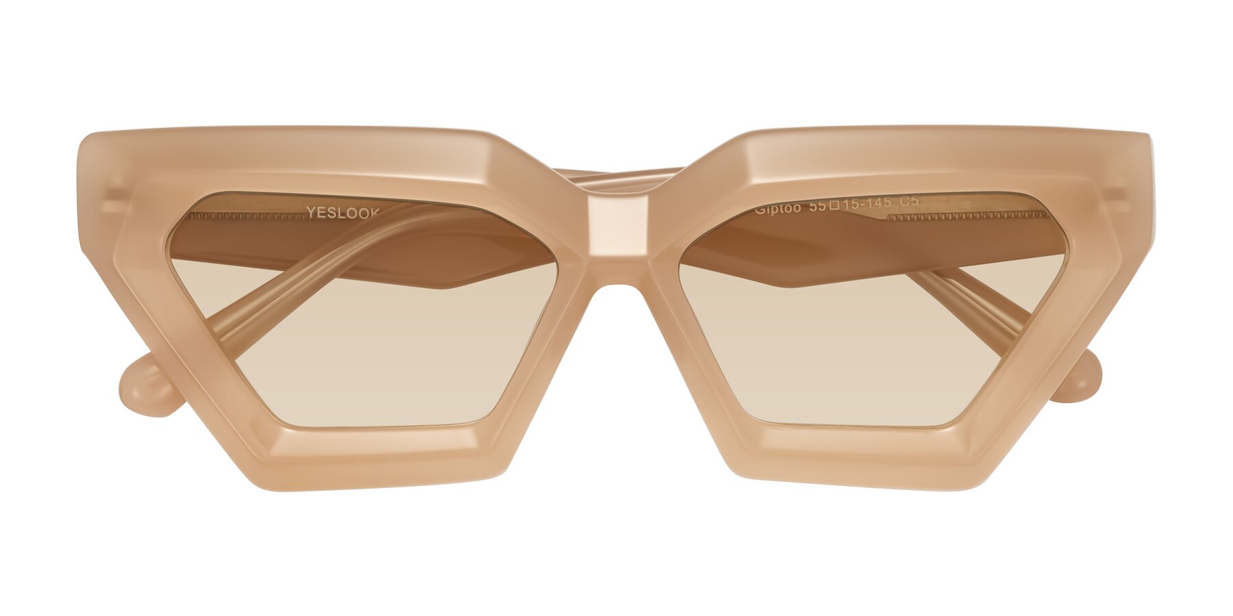 Folded Front of Giptoo in Creamy Beige with Light Brown Tinted Lenses