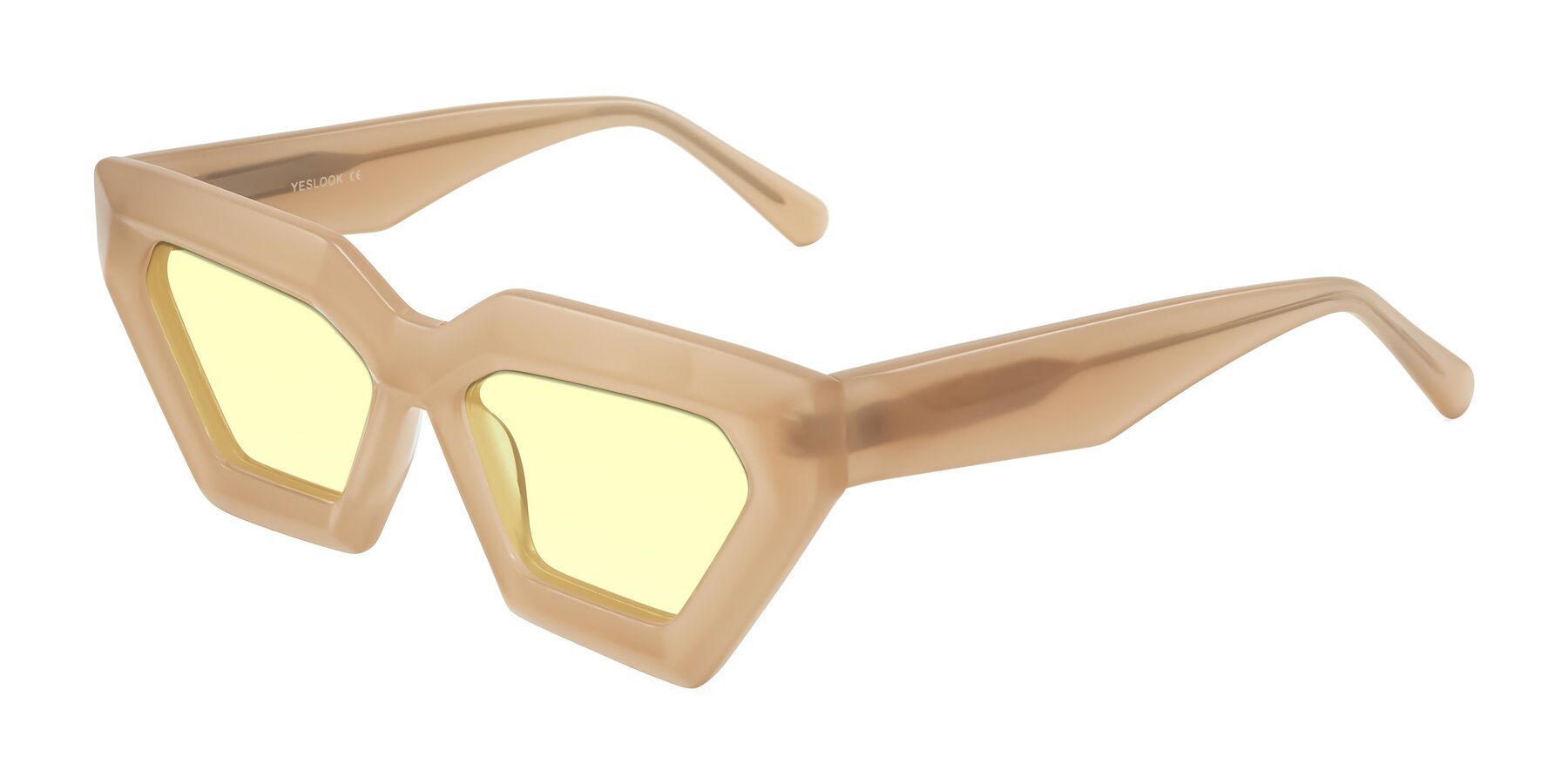 Angle of Giptoo in Creamy Beige with Light Yellow Tinted Lenses