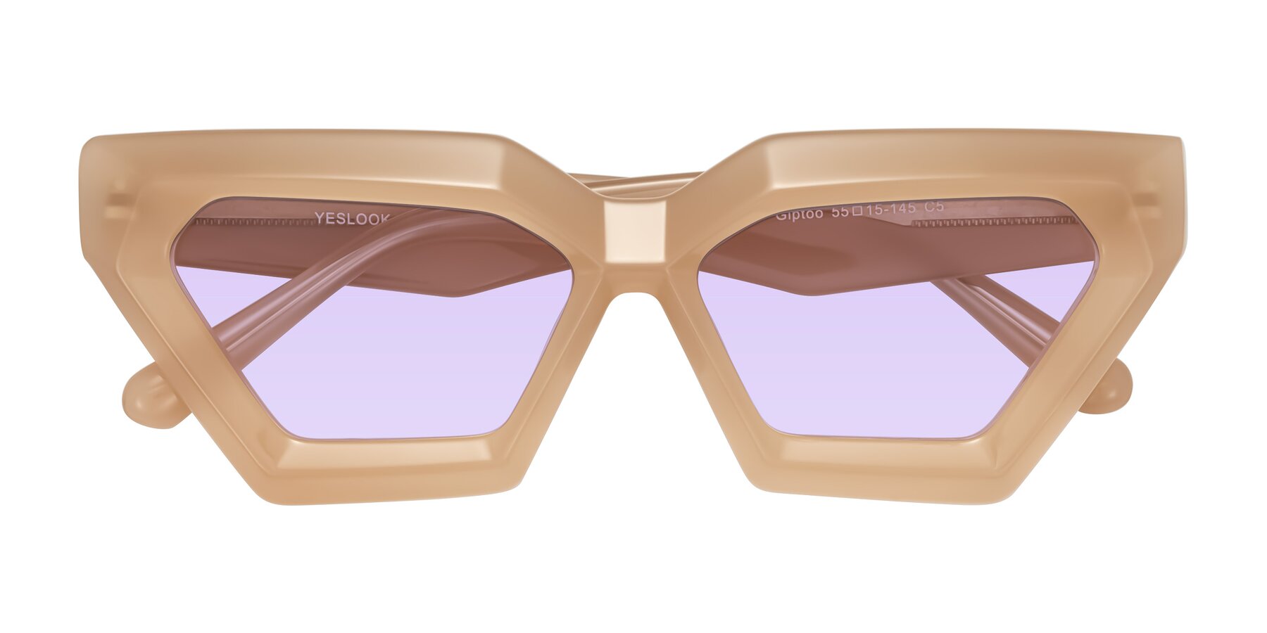 Folded Front of Giptoo in Creamy Beige with Light Purple Tinted Lenses