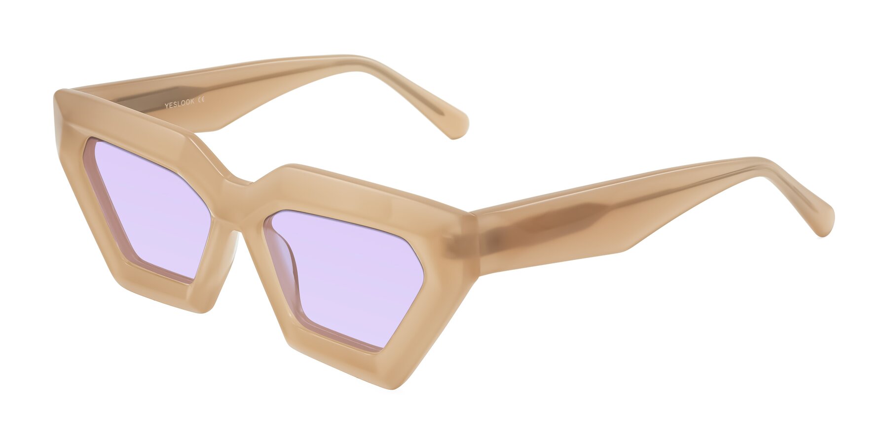 Angle of Giptoo in Creamy Beige with Light Purple Tinted Lenses