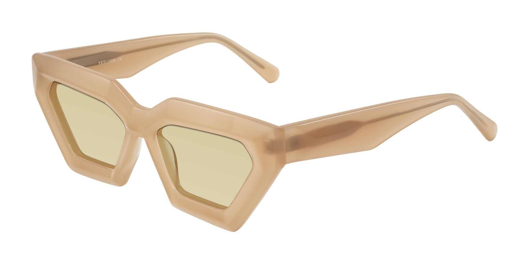 Angle of Giptoo in Creamy Beige with Light Champagne Tinted Lenses