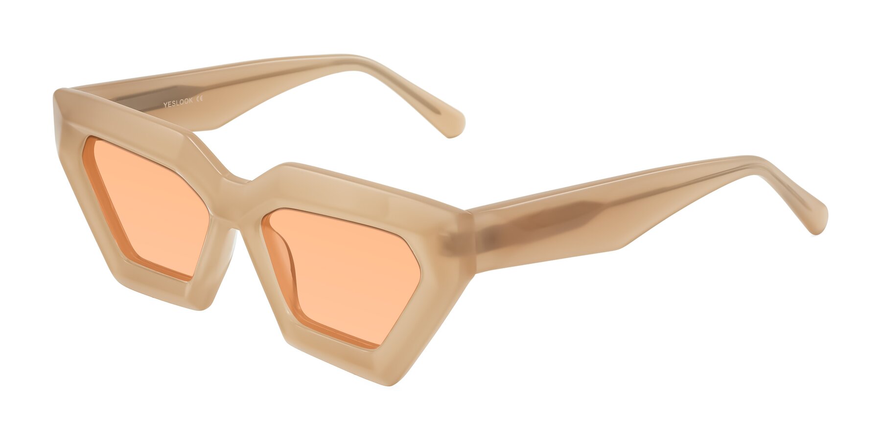 Angle of Giptoo in Creamy Beige with Light Orange Tinted Lenses