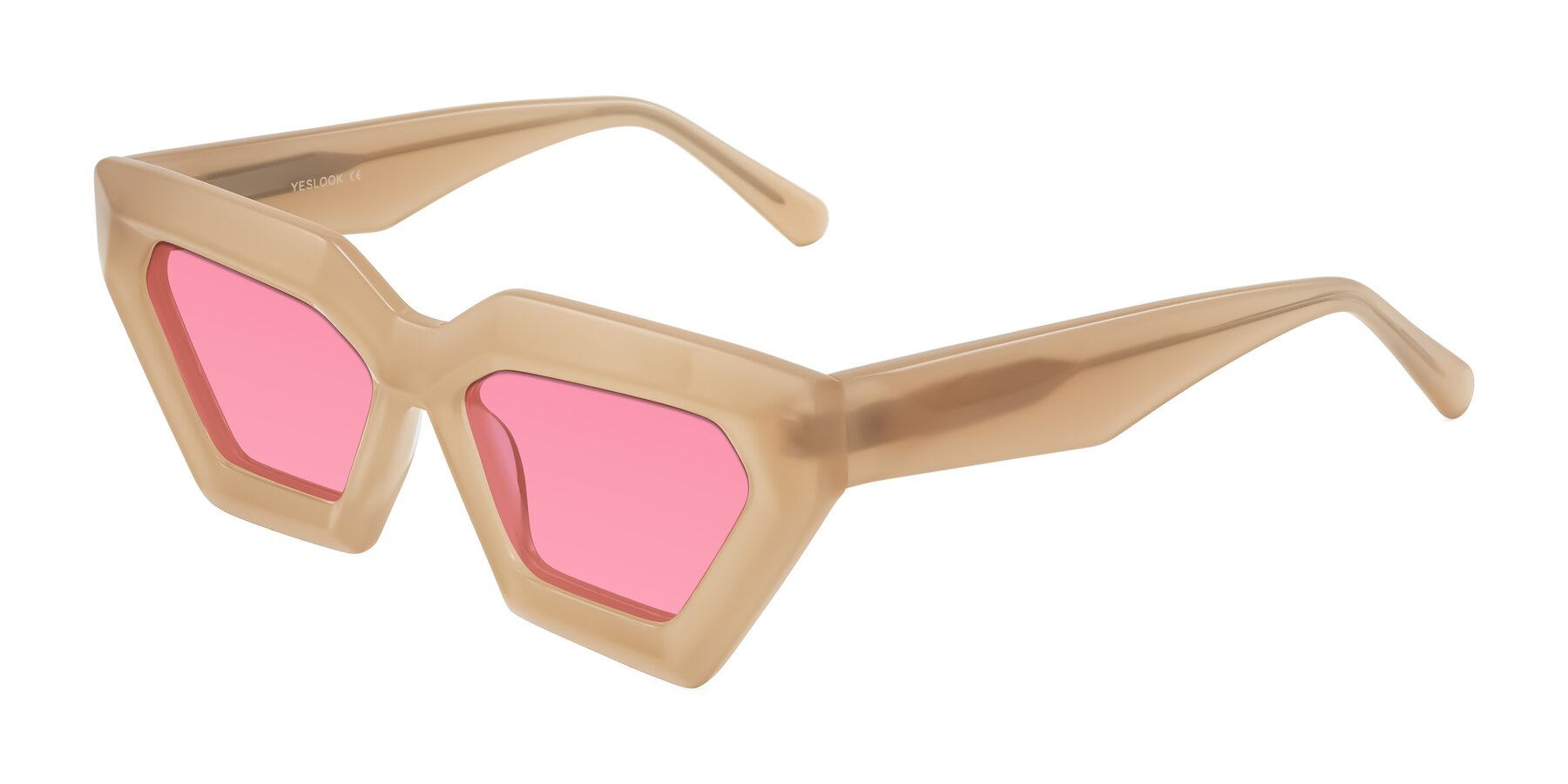 Angle of Giptoo in Creamy Beige with Pink Tinted Lenses