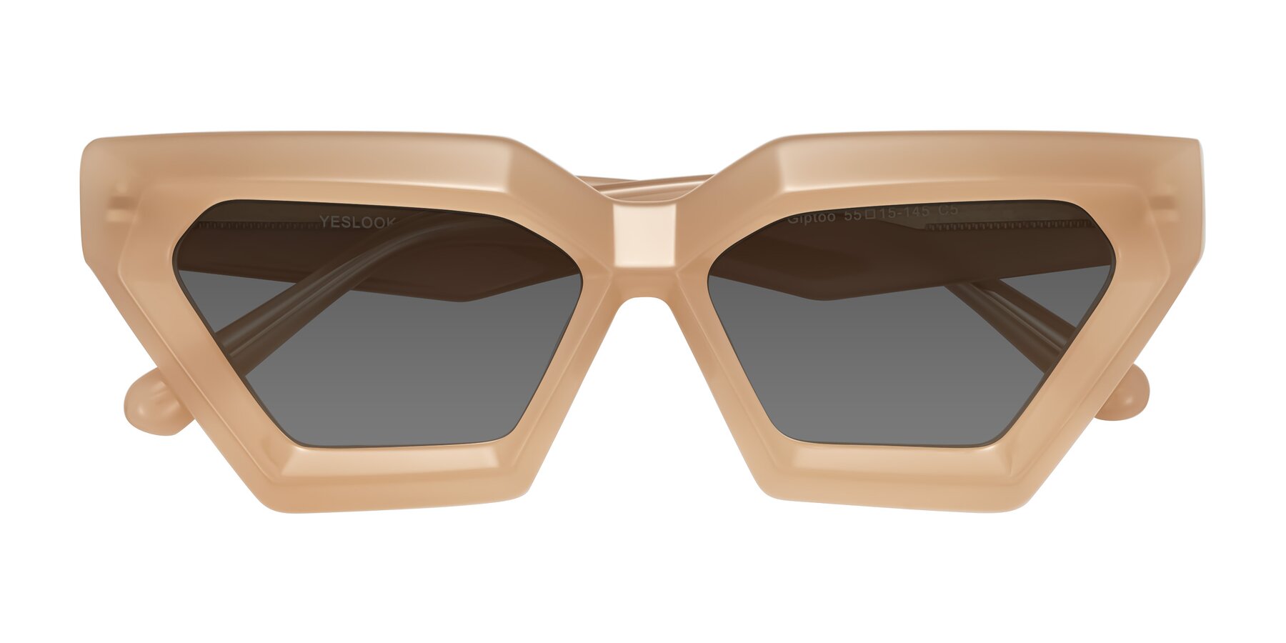 Folded Front of Giptoo in Creamy Beige with Medium Gray Tinted Lenses