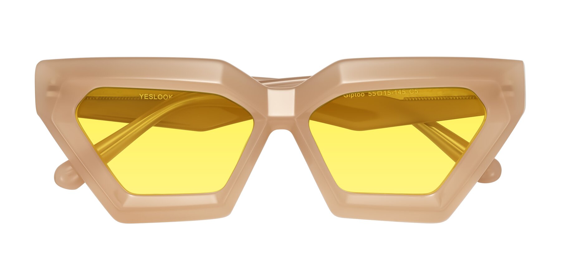 Folded Front of Giptoo in Creamy Beige with Medium Yellow Tinted Lenses