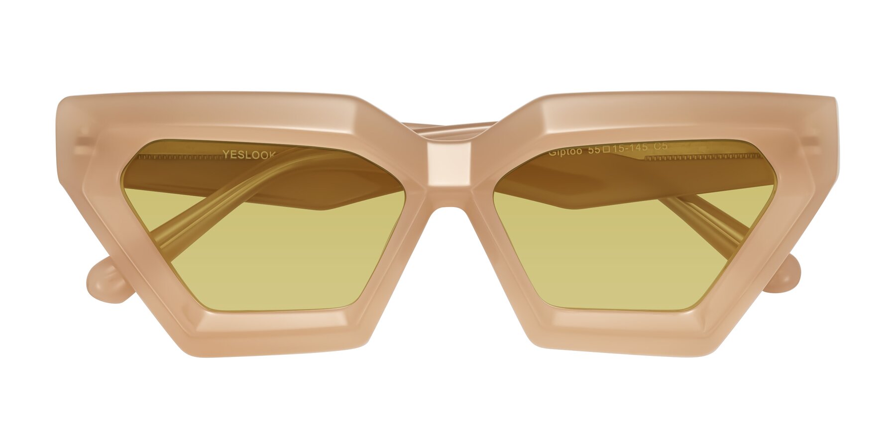 Folded Front of Giptoo in Creamy Beige with Medium Champagne Tinted Lenses