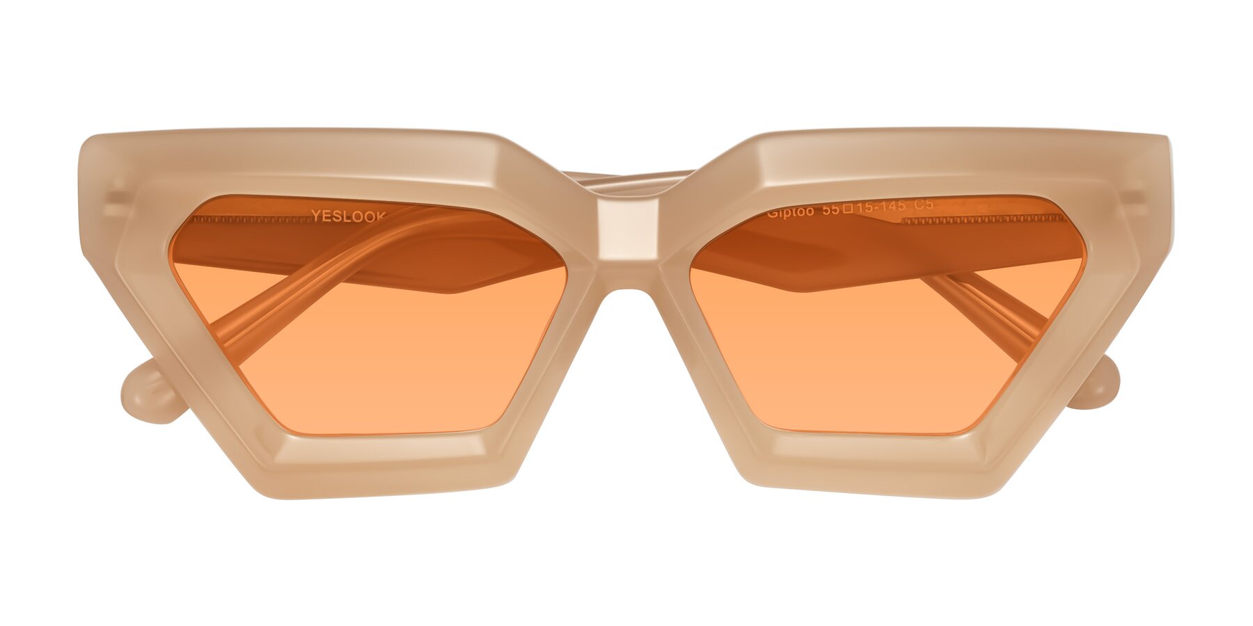 Folded Front of Giptoo in Creamy Beige with Medium Orange Tinted Lenses