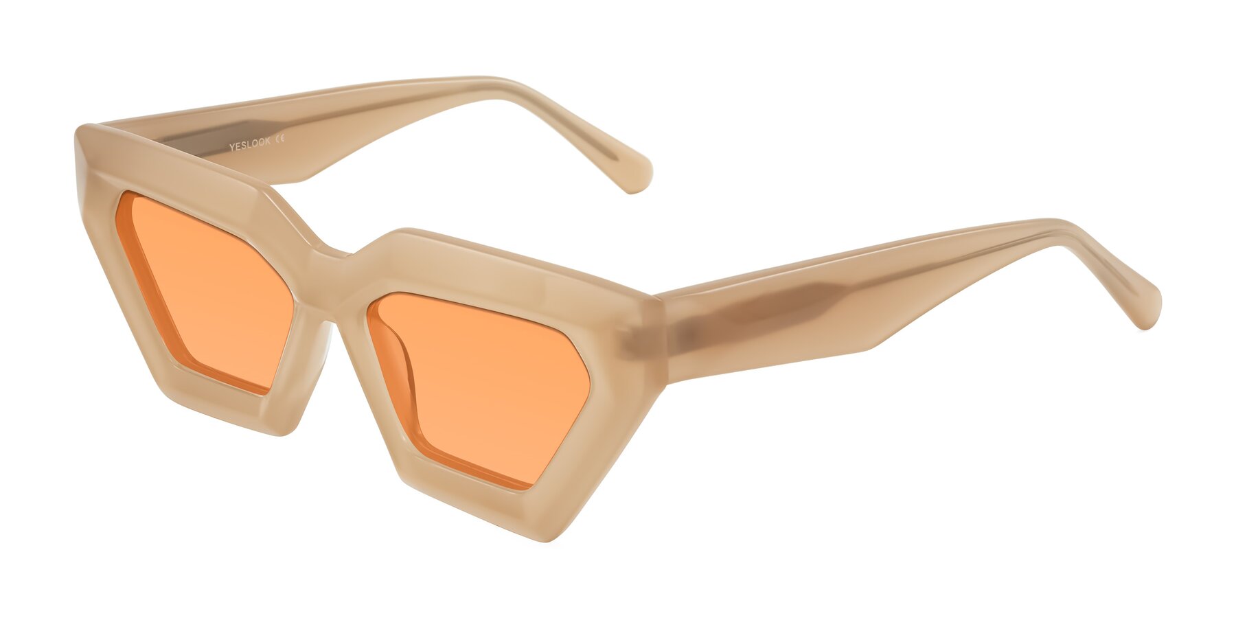 Angle of Giptoo in Creamy Beige with Medium Orange Tinted Lenses