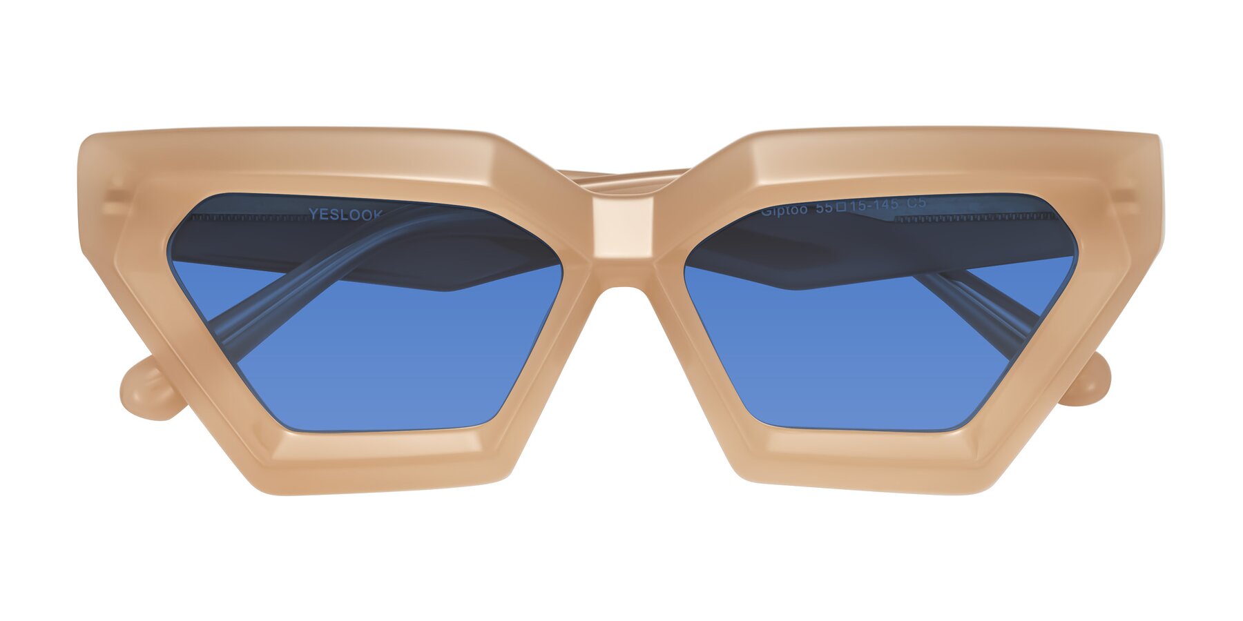 Folded Front of Giptoo in Creamy Beige with Blue Tinted Lenses