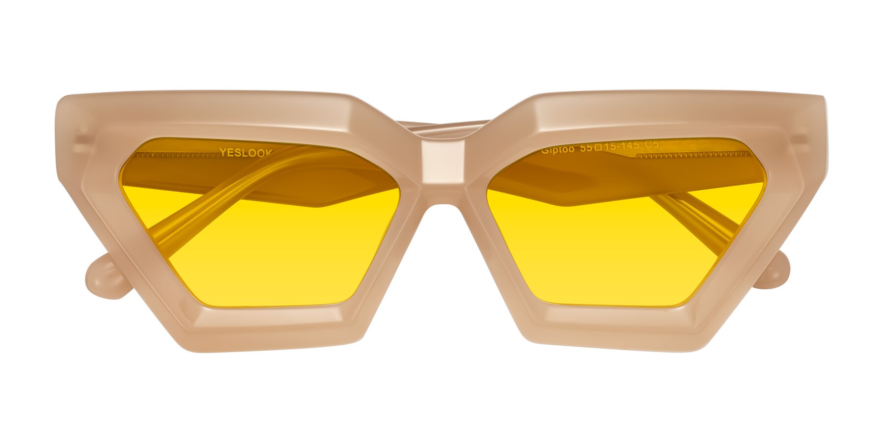 Folded Front of Giptoo in Creamy Beige with Yellow Tinted Lenses