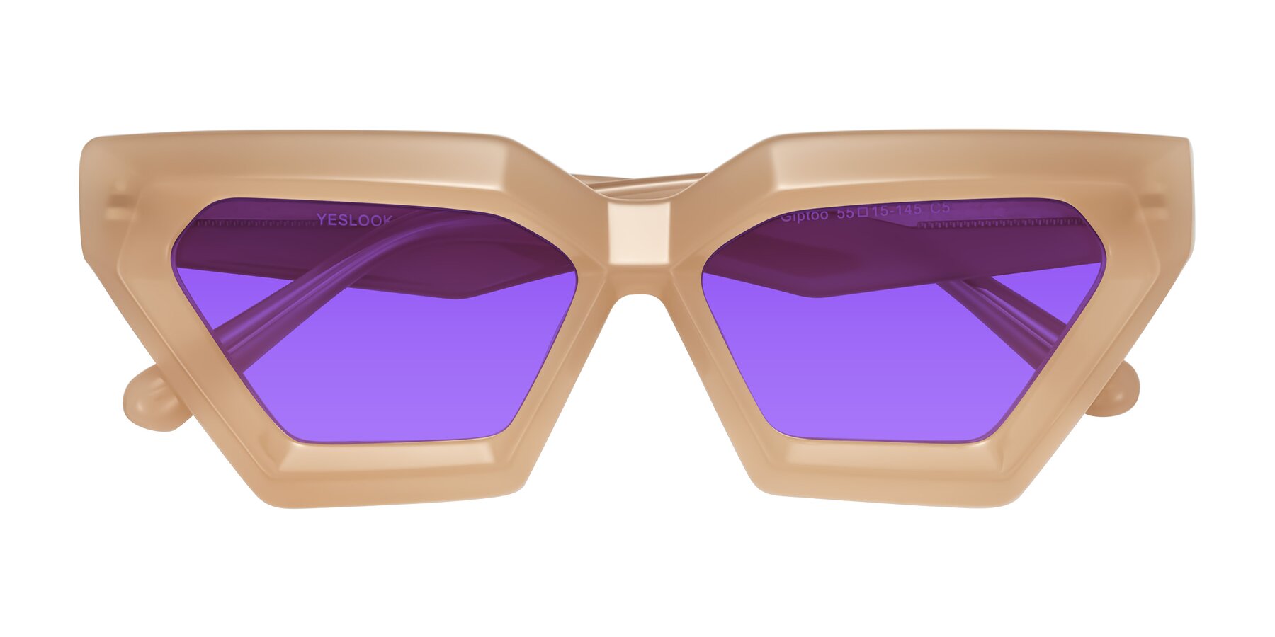 Folded Front of Giptoo in Creamy Beige with Purple Tinted Lenses