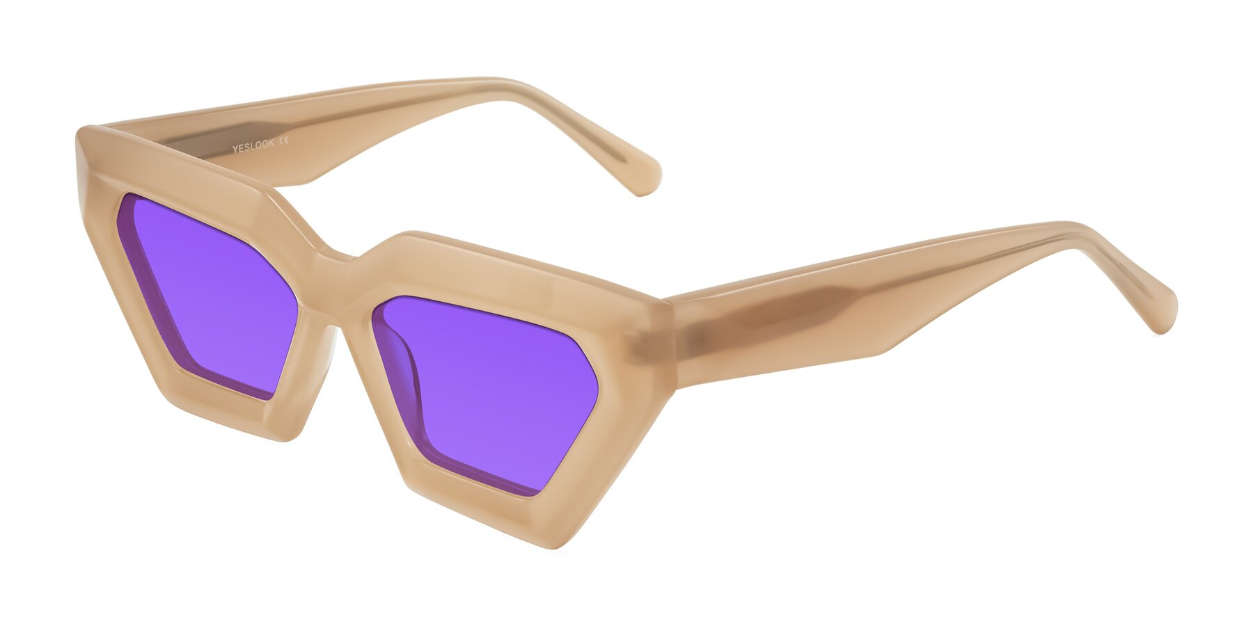 Angle of Giptoo in Creamy Beige with Purple Tinted Lenses