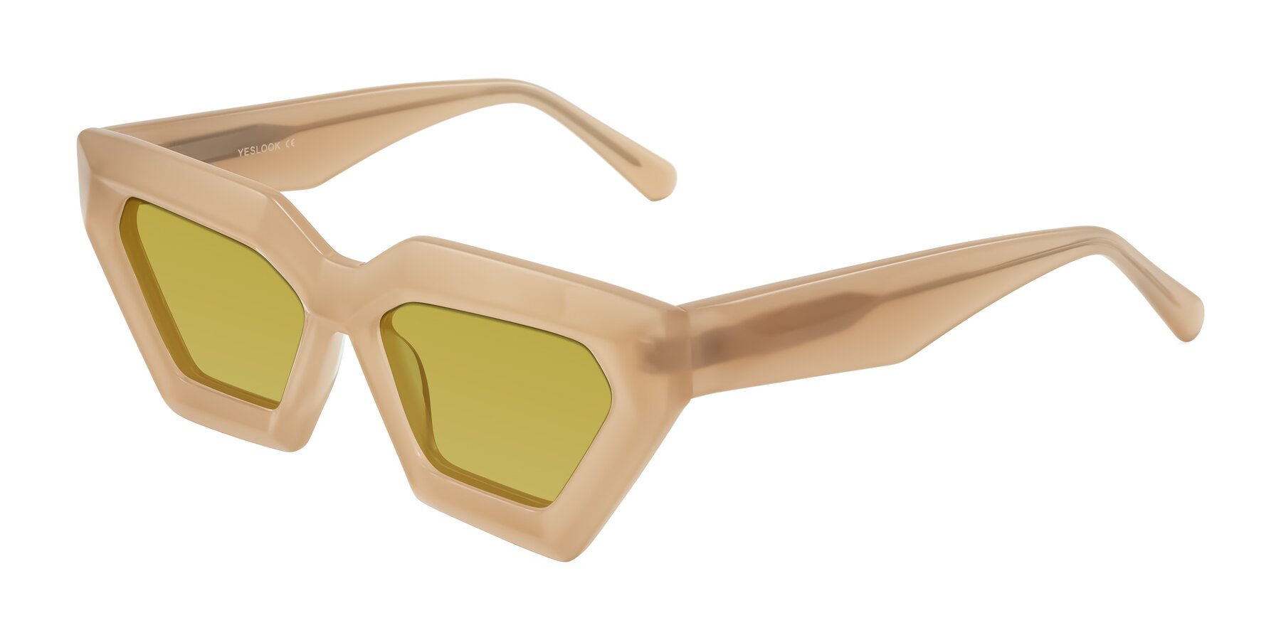 Angle of Giptoo in Creamy Beige with Champagne Tinted Lenses