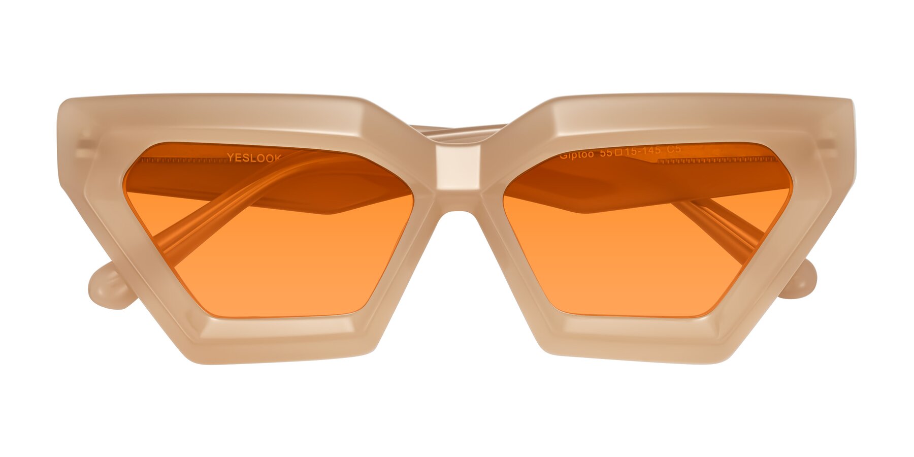 Folded Front of Giptoo in Creamy Beige with Orange Tinted Lenses