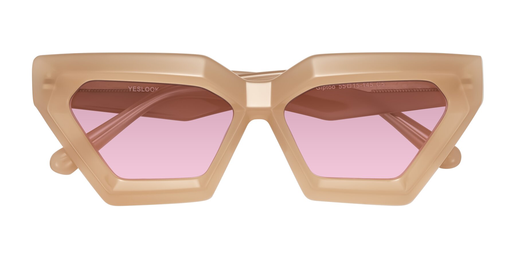 Folded Front of Giptoo in Creamy Beige with Light Wine Tinted Lenses