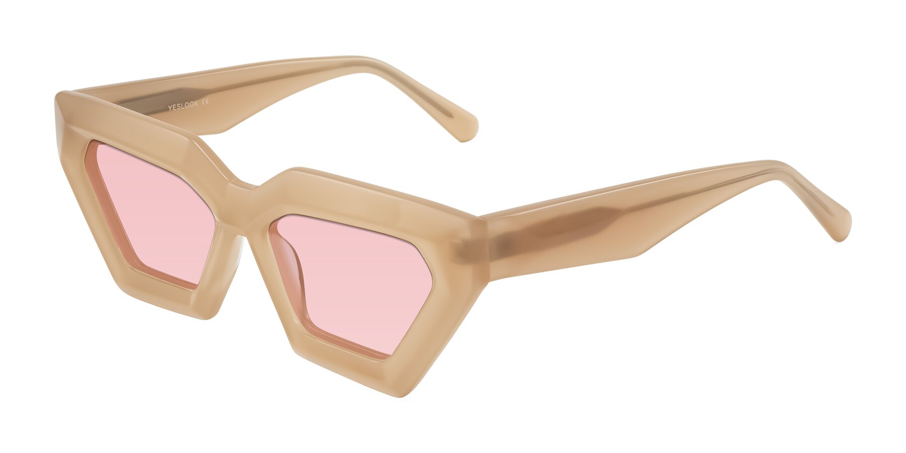Angle of Giptoo in Creamy Beige with Light Garnet Tinted Lenses