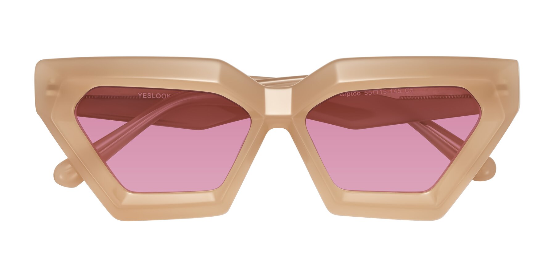 Folded Front of Giptoo in Creamy Beige with Medium Wine Tinted Lenses