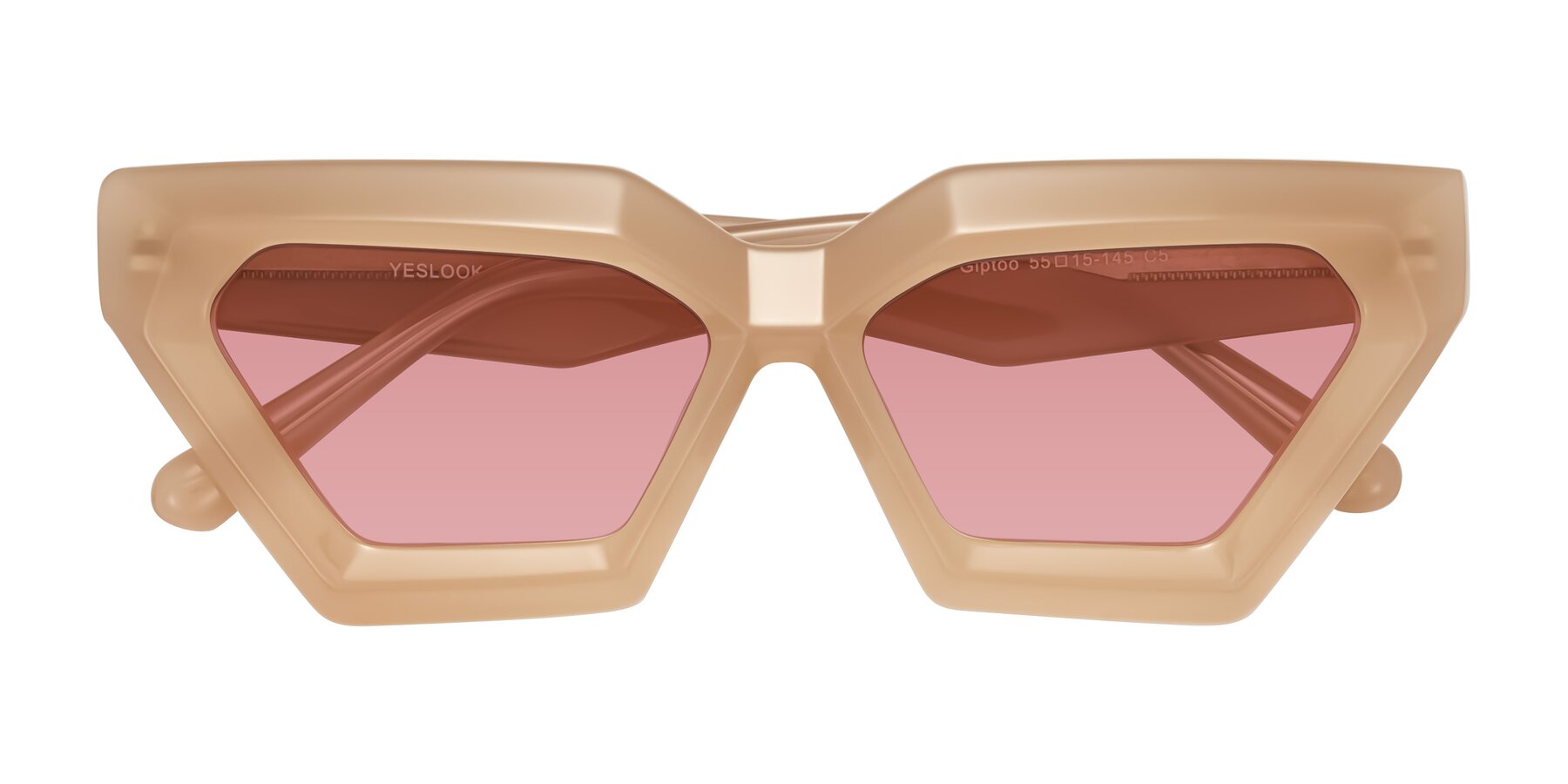 Folded Front of Giptoo in Creamy Beige with Medium Garnet Tinted Lenses
