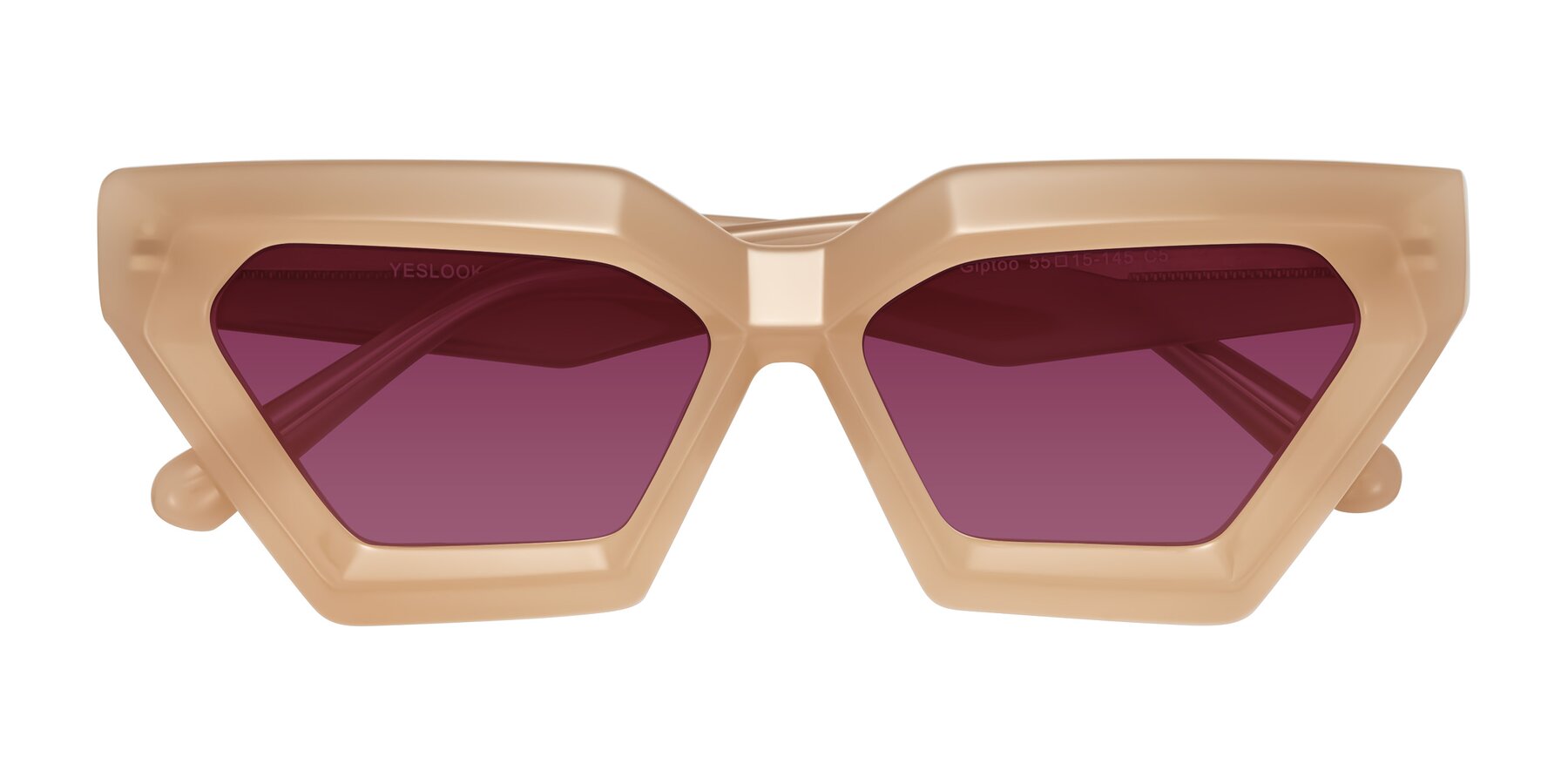 Folded Front of Giptoo in Creamy Beige with Wine Tinted Lenses