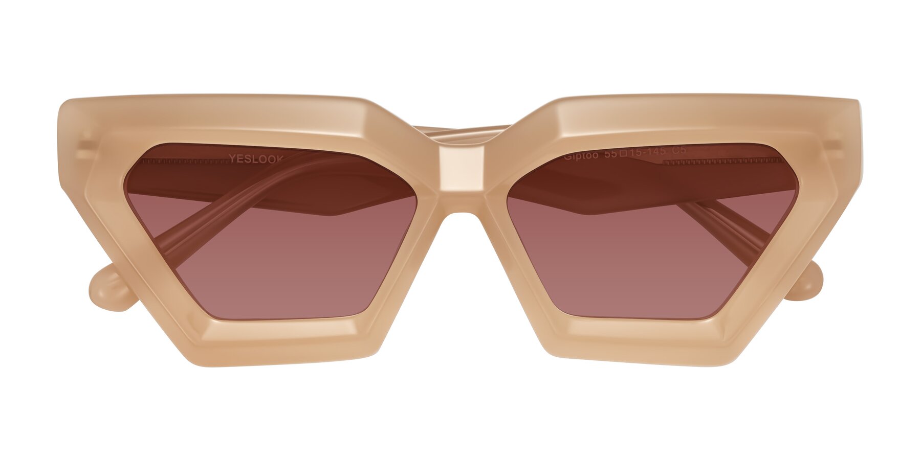 Folded Front of Giptoo in Creamy Beige with Garnet Tinted Lenses