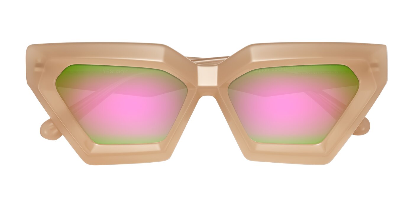 Giptoo - Creamy Beige Flash Mirrored Sunglasses