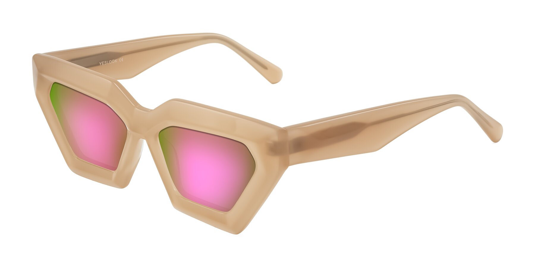Angle of Giptoo in Creamy Beige with Pink Mirrored Lenses
