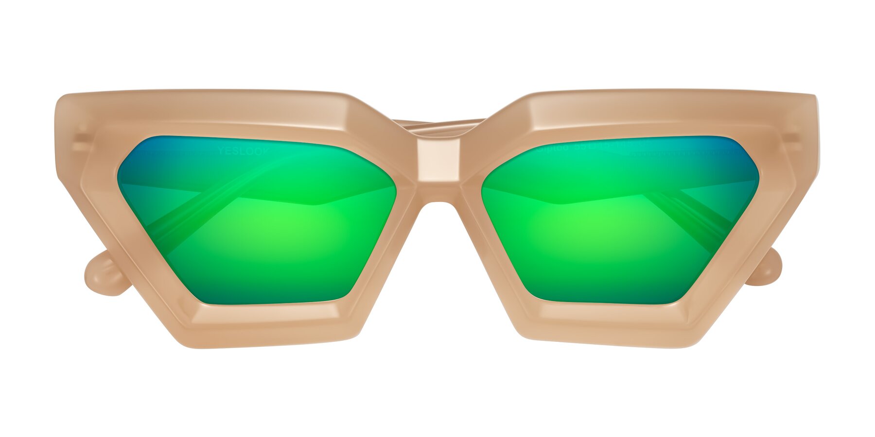 Folded Front of Giptoo in Creamy Beige with Green Mirrored Lenses
