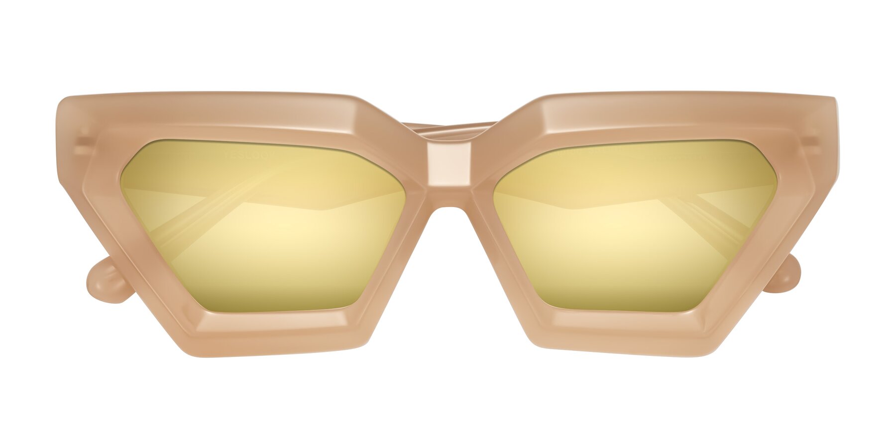 Folded Front of Giptoo in Creamy Beige with Gold Mirrored Lenses