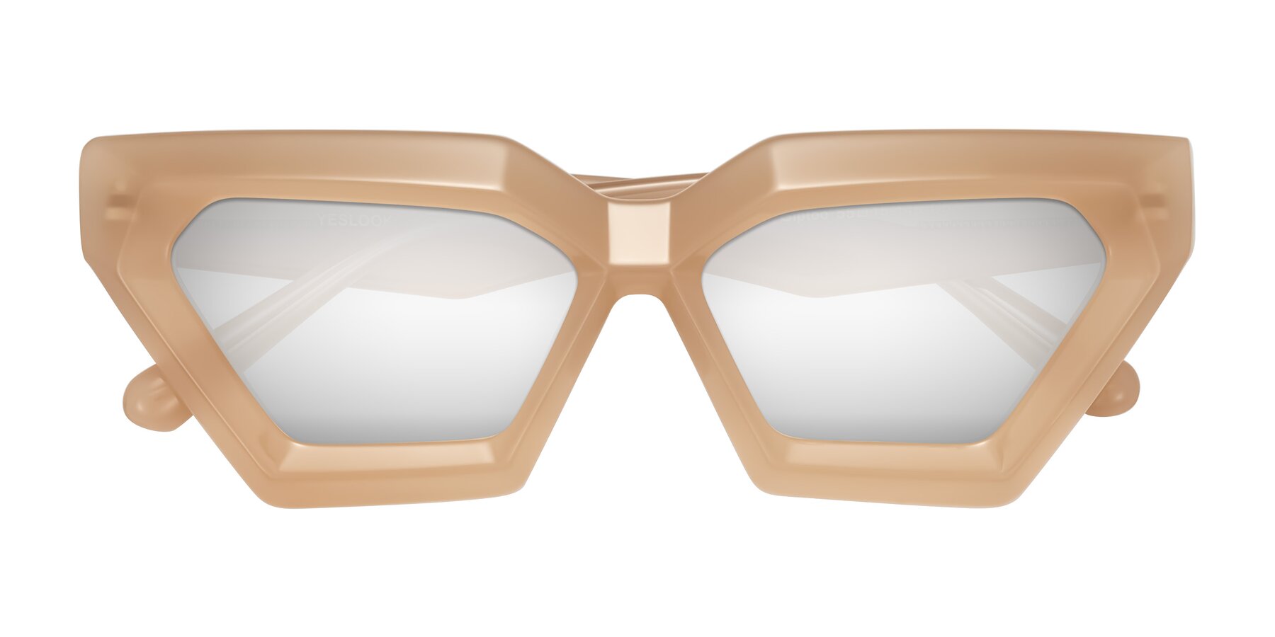 Folded Front of Giptoo in Creamy Beige with Silver Mirrored Lenses