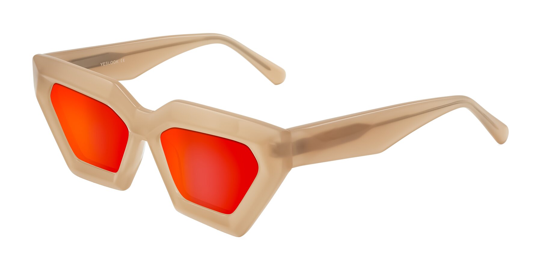 Angle of Giptoo in Creamy Beige with Red Gold Mirrored Lenses