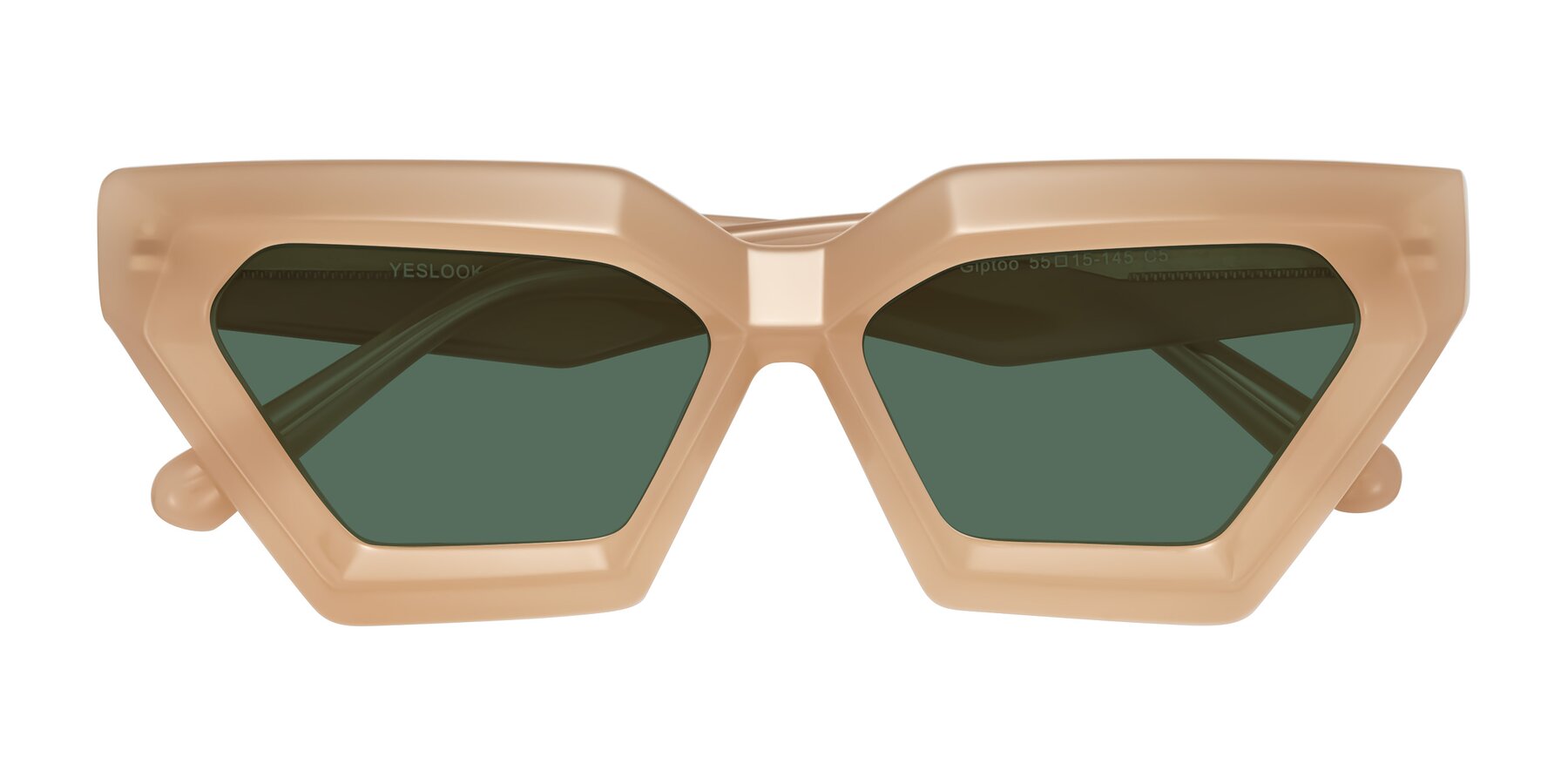Folded Front of Giptoo in Creamy Beige with Green Polarized Lenses
