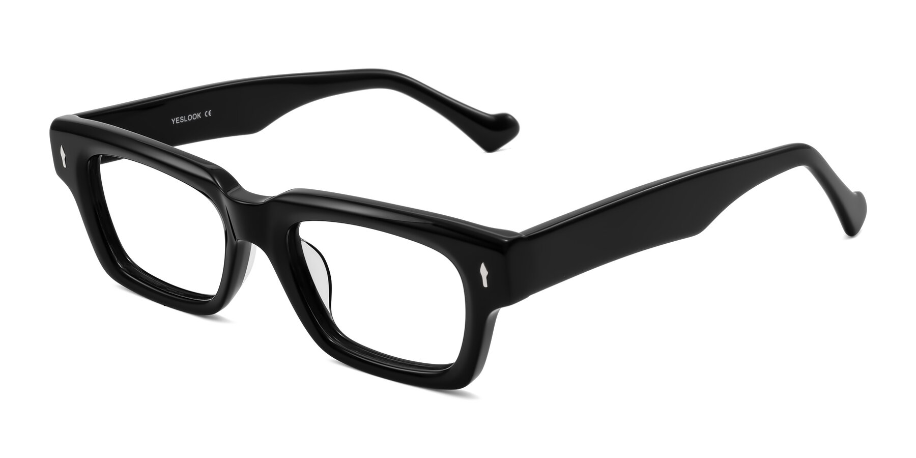Angle of Xallon in Black with Clear Eyeglass Lenses