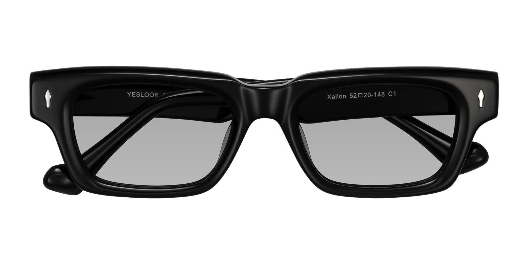 Folded Front of Xallon in Black with Light Gray Tinted Lenses