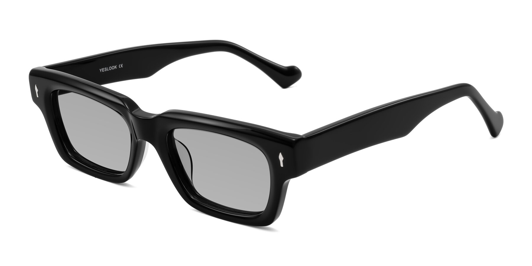 Angle of Xallon in Black with Light Gray Tinted Lenses
