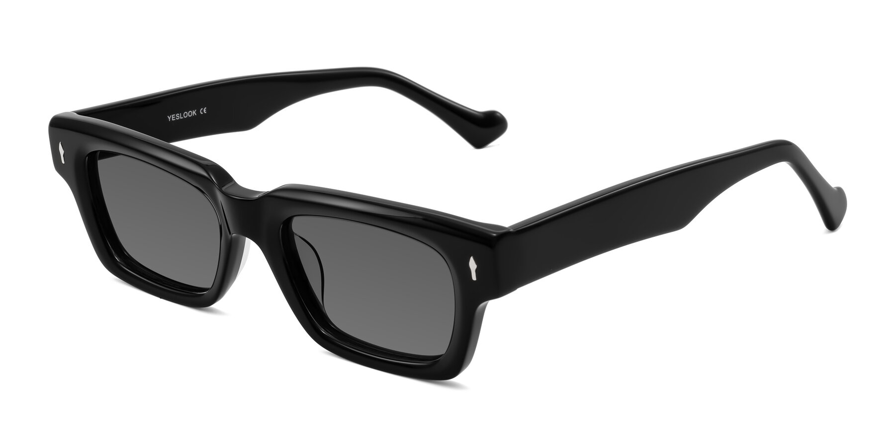 Angle of Xallon in Black with Medium Gray Tinted Lenses