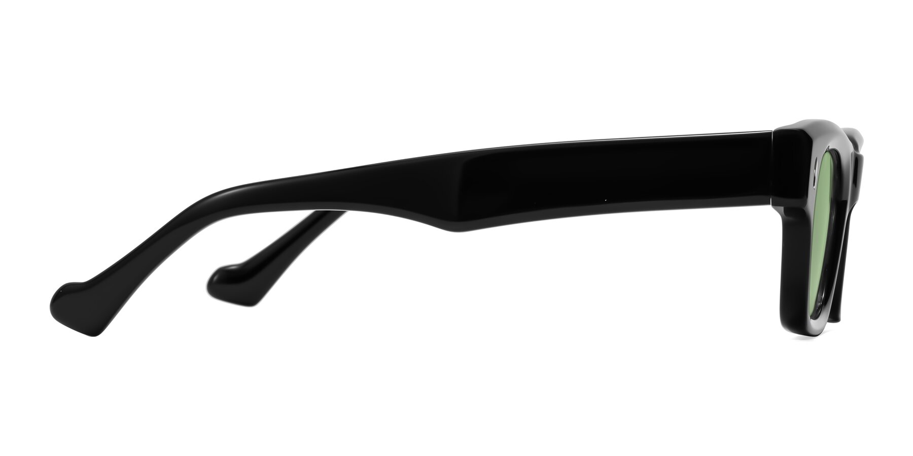 Side of Xallon in Black with Medium Green Tinted Lenses