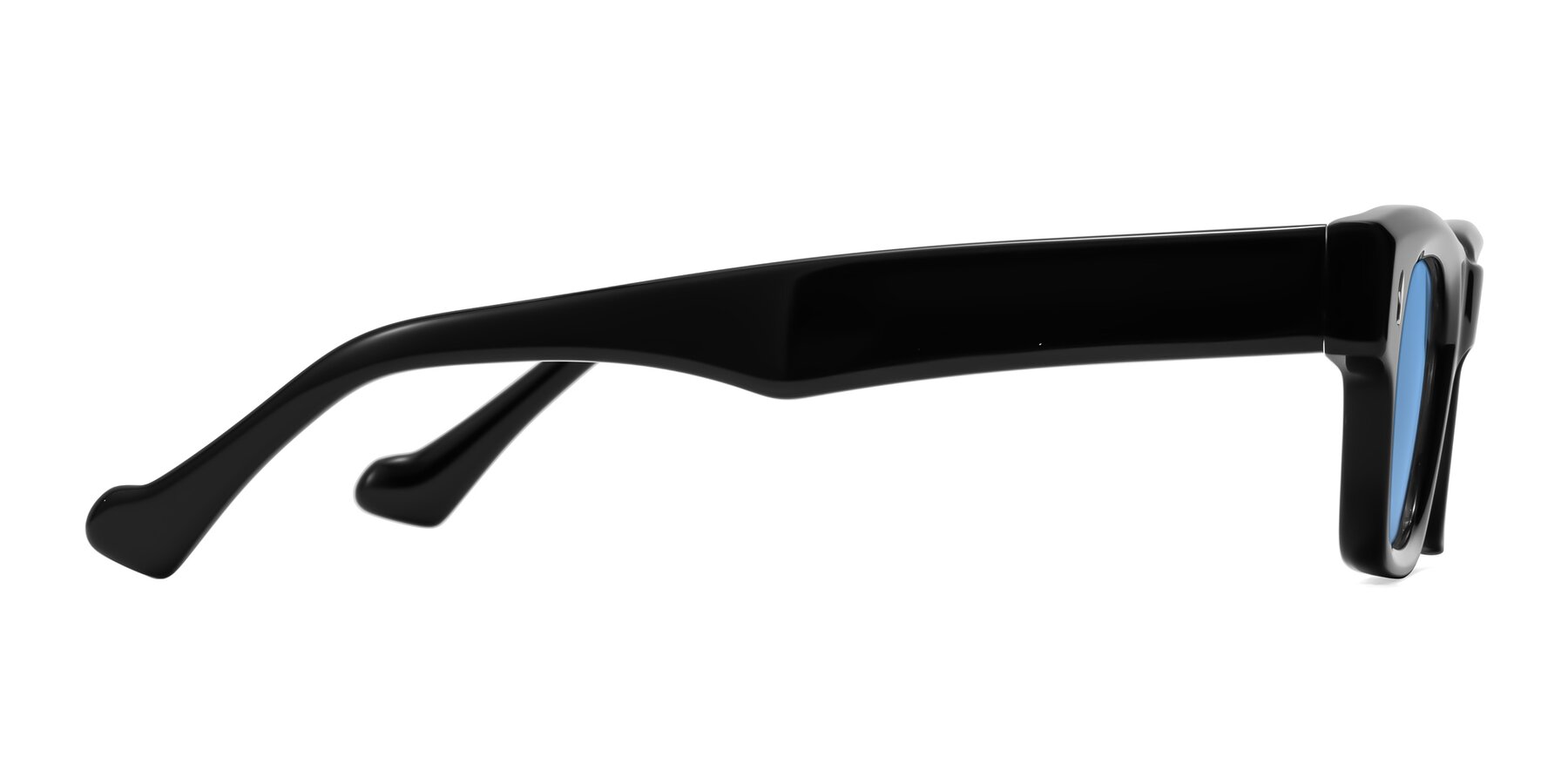 Side of Xallon in Black with Medium Blue Tinted Lenses