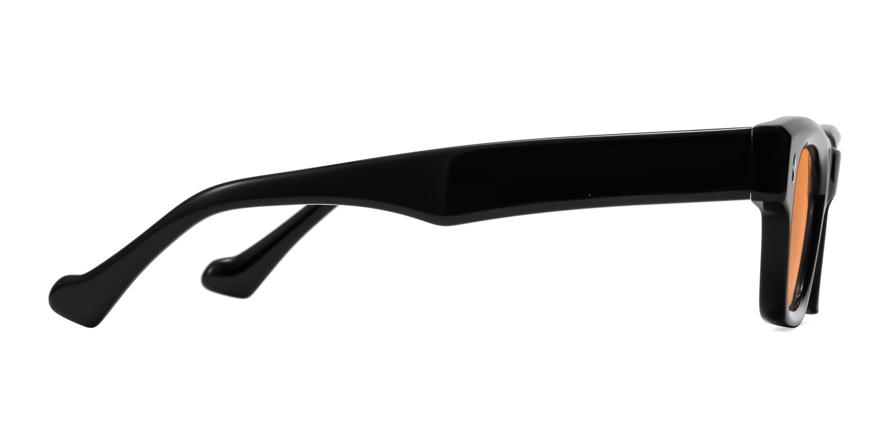 Side of Xallon in Black with Medium Orange Tinted Lenses