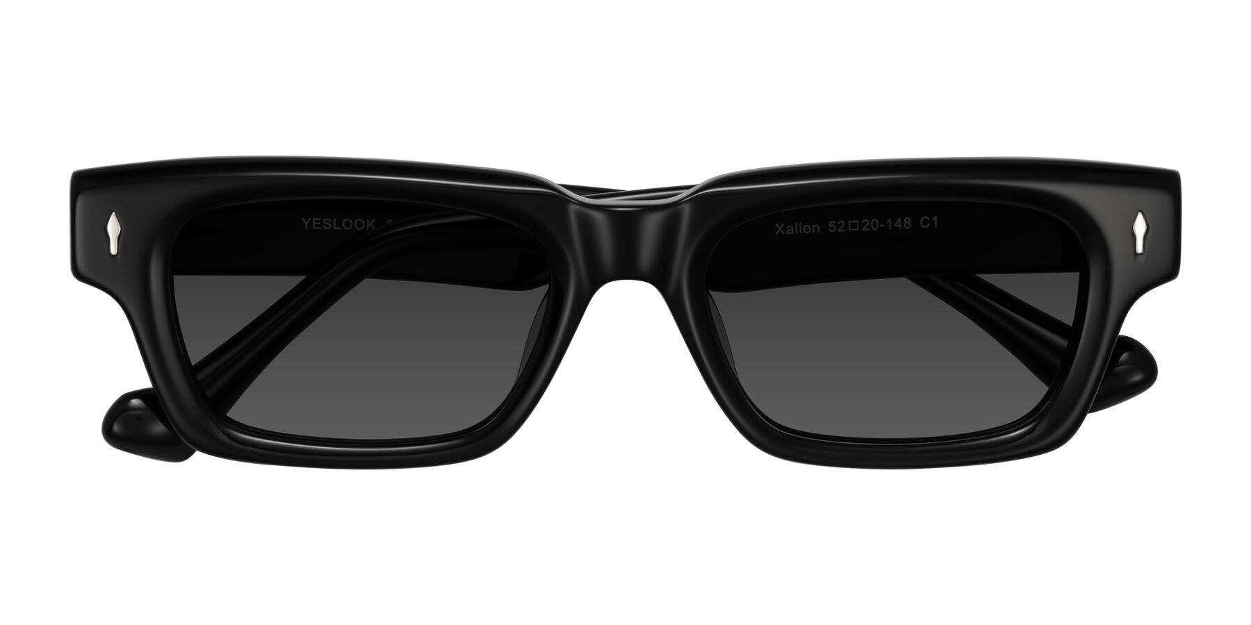 Folded Front of Xallon in Black with Gray Tinted Lenses