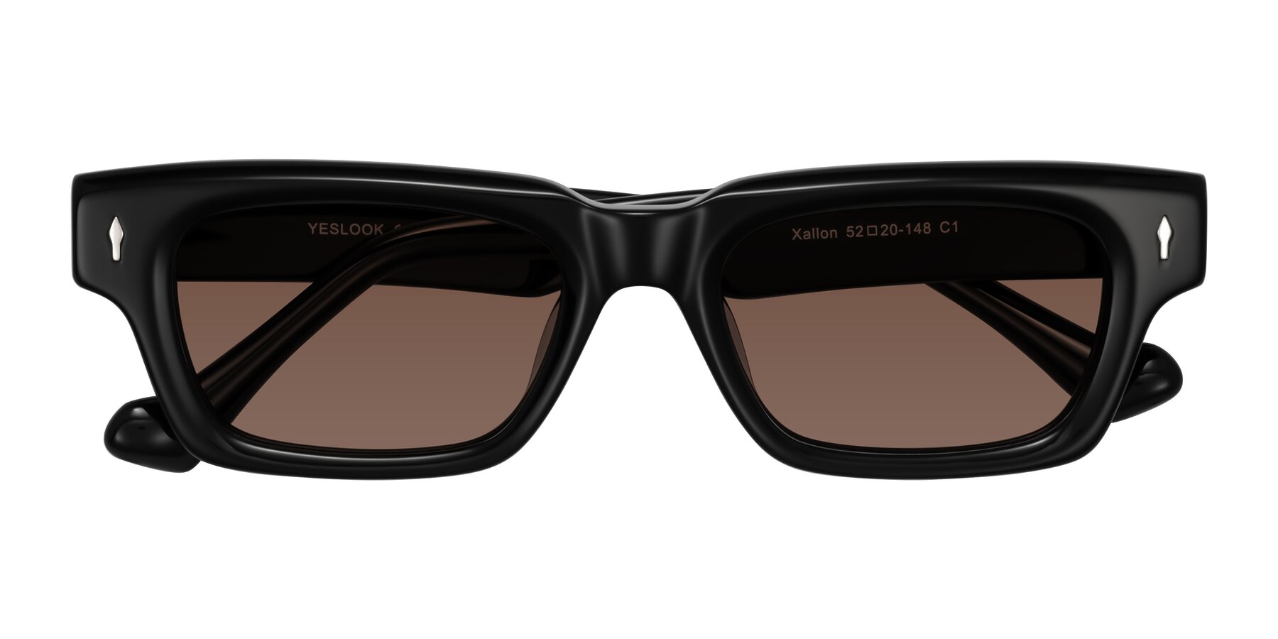 Folded Front of Xallon in Black with Brown Tinted Lenses